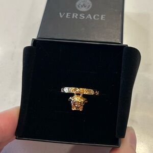 Versace Gold Tone Medusa Charm Ring NEW Size 13